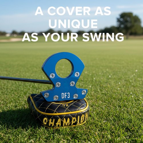 Golf Mallet Putter Cover Headcover, Magnetic Closure Premium Leather Birdie Golf Head Covers Fits Golf DF3 Putter - USA Mallet Putter Headcover (Champion)