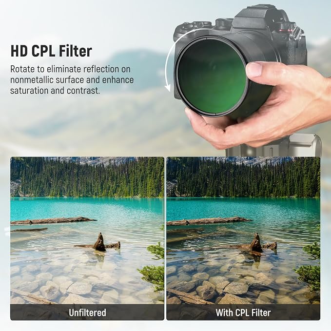NEEWER 72mm CPL Filter with Lens Cap, Ultra Slim Multi Resistant Nano Coated