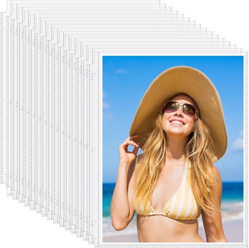 Feifeiya 150 Pack Photo Sleeves - 8 x 10 Archival Page Protectors for 3 Ring Binders | Clear Plastic Refill