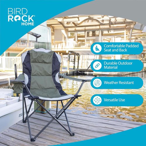 Internet's Best Padded Camping Folding Chair - Comfortable Outdoor Seating with Cup Holder & Carry Bag | Green