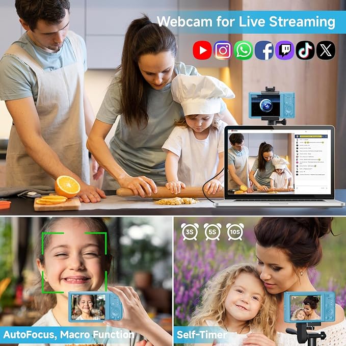 SMARTKLIK Digital Camera for Teens, FHD 4K 44MP
