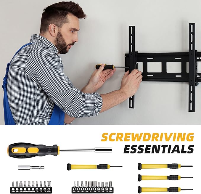 URASISTO 40-Piece Home Tool Kit with Easy Carrying Box, Small Basic Hand Tool Set Perfect for DIY Building, Home Maintenance and Woodworking, Great for College Students