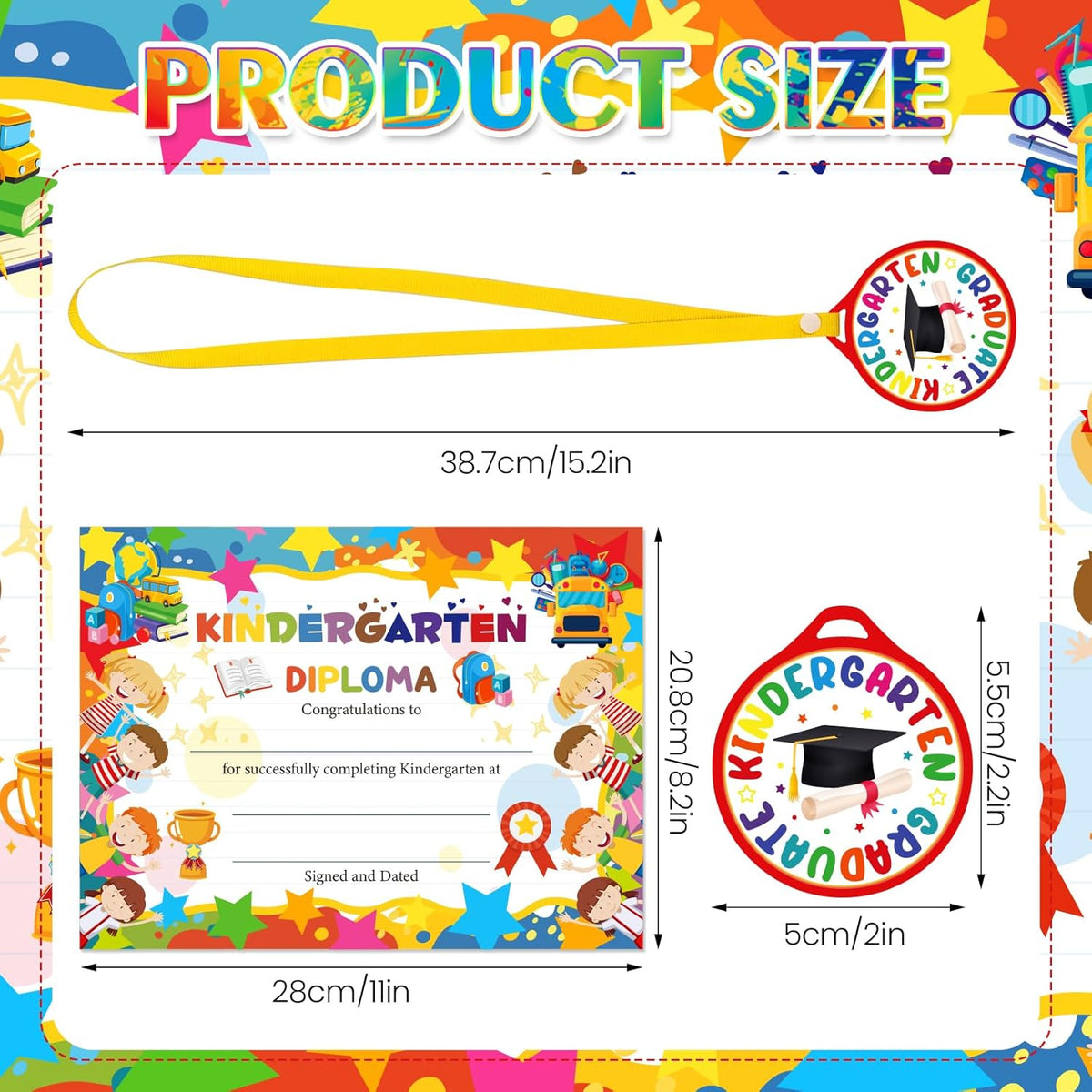 Regine Switzerland 48Pcs Graduation Medals & Certificates - Perfect for Preschool & Kindergarten Celebrations