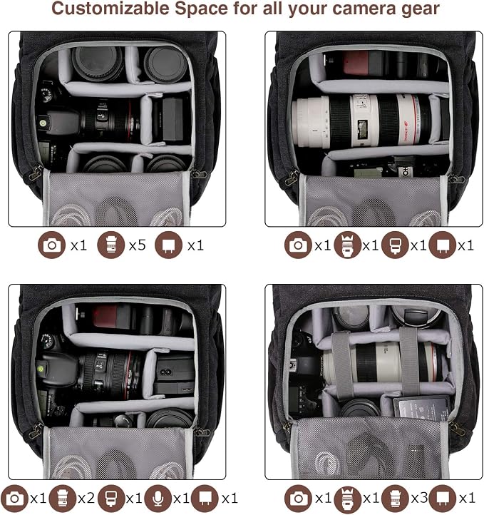 BAGSMART Camera Backpack, DSLR SLR Waterproof Camera Bag, Anti-Theft