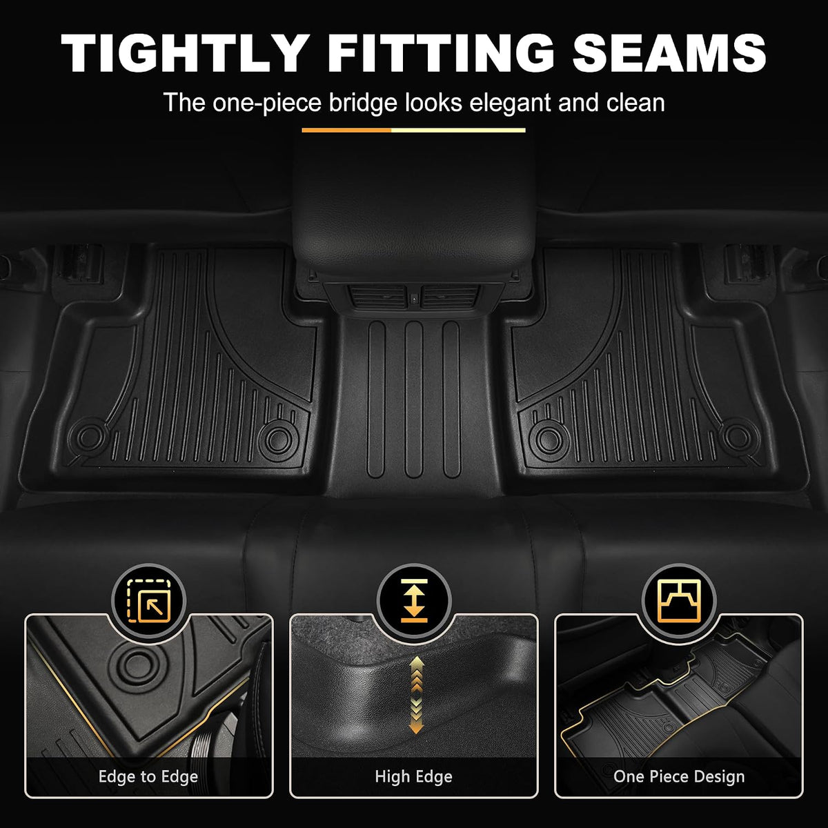 Floor Mats for Toyota RAV4 2019-2025 (Not for Hybrid or 2026) 1st & 2nd Row | Custom Fit. All-weather Protection. Easy to Clean. Waterproof. Odorless. Heavy Duty. Black.