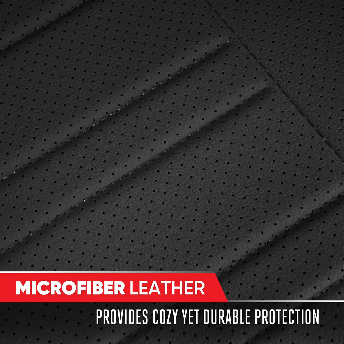 Motor Trend Faux Leather Padded Rear Bench Car Seat Cover With Storage Pockets