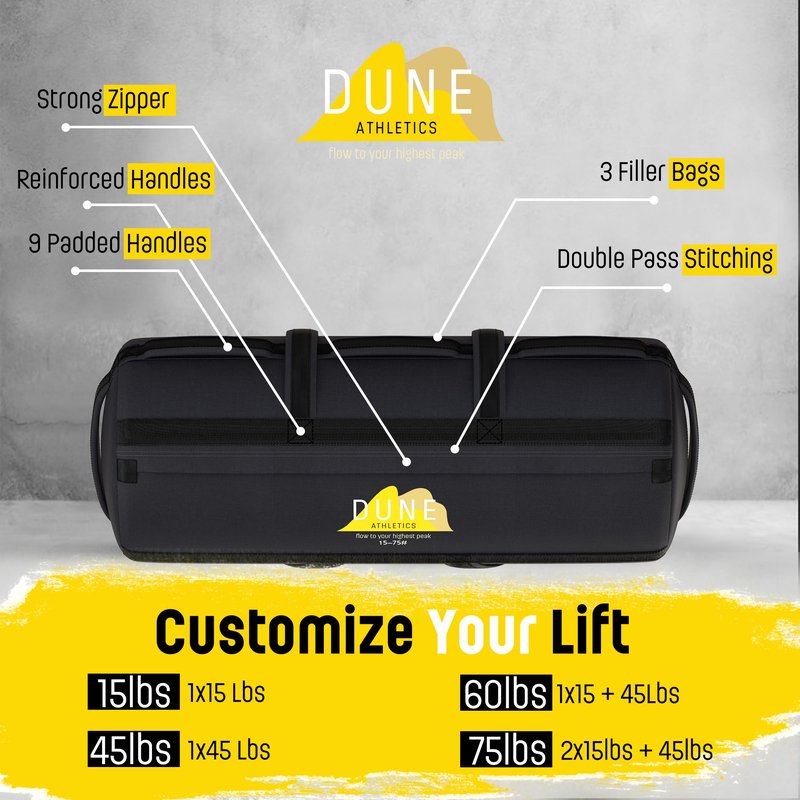 Sandbags for Working Out (Unfilled) - Enhance Your Fitness with Our Workout Sandbag, Versatile & Durable Sand Bags for Weight Training | 15-75 lbs Sand Bag for Exercise – Dark Gray - Guide Included