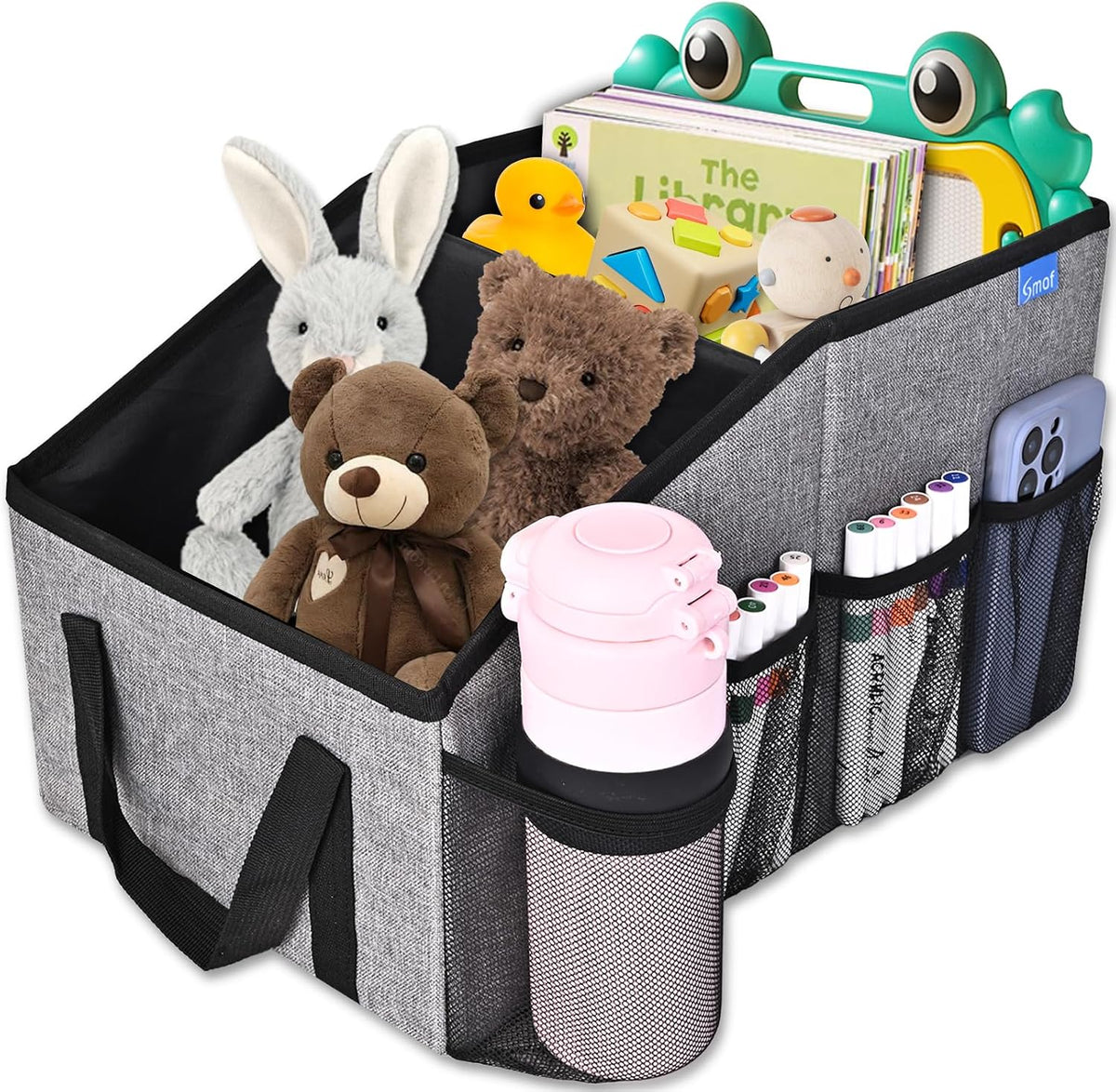 Smof Car Organizer- Car Seat Organizer for Front Seat Back Seat Between Seats, Foldable Car Storage Organizer for Kids Adults with Multi-Pockets-Car Organizers Backseat with Detachable Divider-Gray