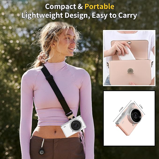 4K Digital Camera for Photography, 64MP Point and Shoot Digital Cameras