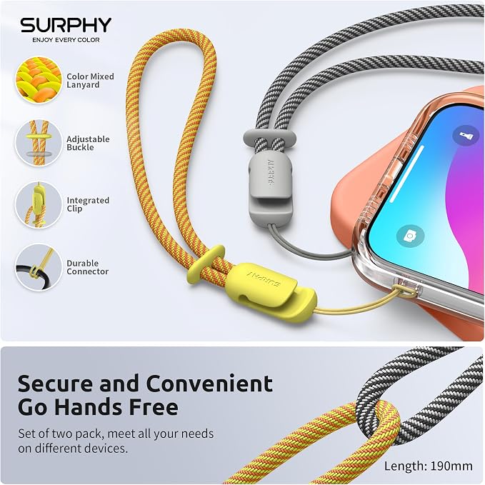 SURPHY 2 Pack Phone Lanyard for Cellphone Case, Phone Wrist Strap for Case