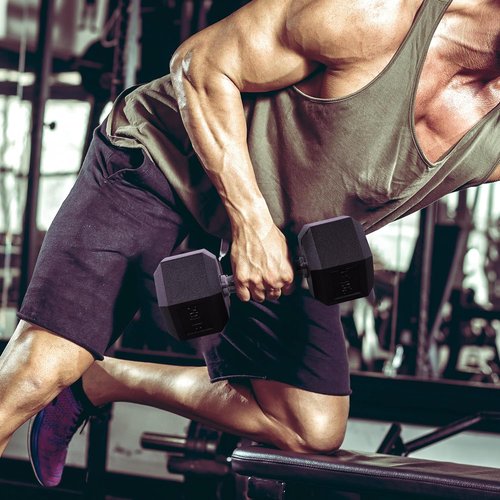 BalanceFrom Rubber Encased Hex Dumbbells - Durable Weight Options in Pairs or Singles