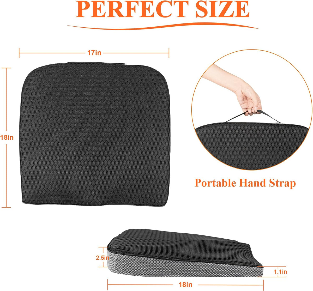 kingphenix Memory Foam Car Seat Cushion for Driving Comfort and Office Use