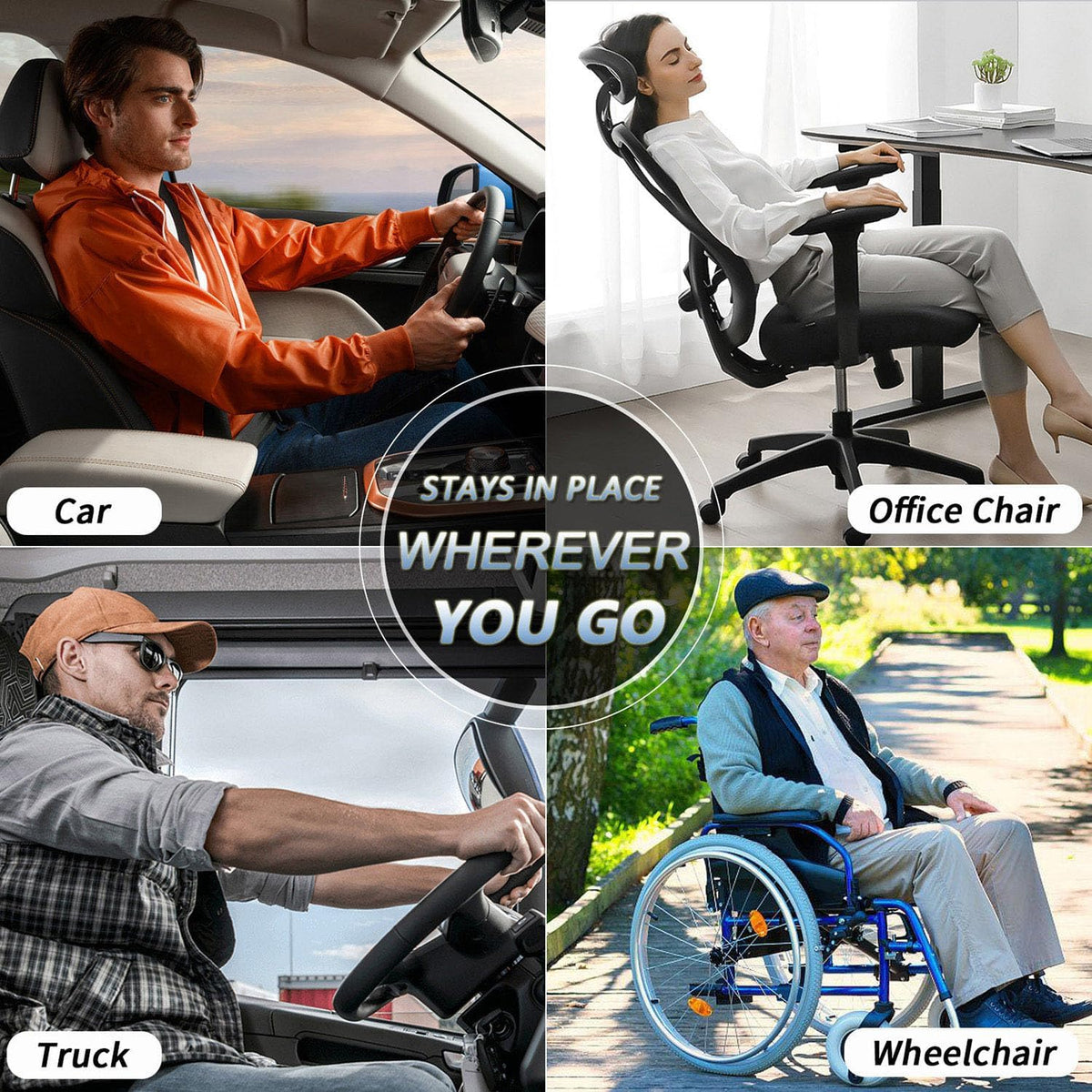 Wedge Car Seat Cushions for Driving, Adult Booster Seat Cushion for Car Truck Driver, Memory Foam Butt Cushion for Office Chair Wheelchair Home, Cloth Pink