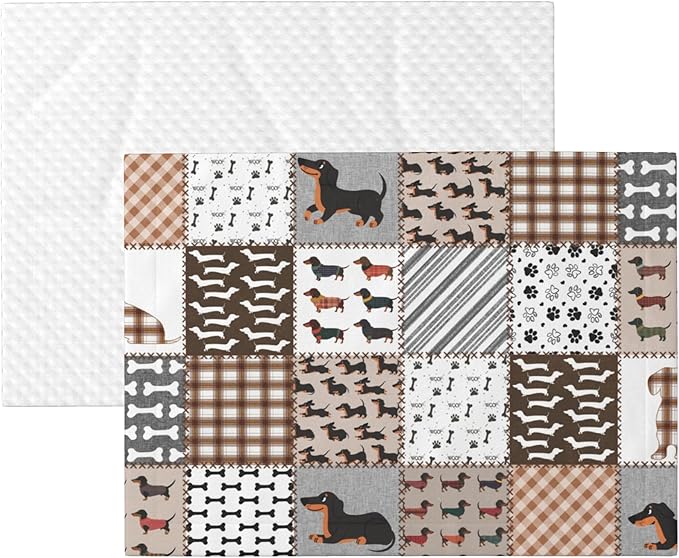 Dachshund Dog Throw Blanket - Buffalo Plaid Blanket for Dog Cat Paw Print Pet Blankets 23x16 for Couch Sofa Bed