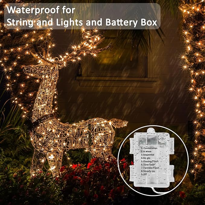 Beieverluck 10 Pack 33FT 100 LED Fairy Lights Battery Operated Fairy Lights with Remote and Timer Waterproof String Lights Outdoor Indoor for Bedroom Wedding Christmas Decorations, Warm White