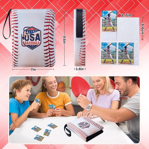 Baseball Card Binder - 4 Pocket Sports Card Album with 50 Removable Sleeves | Holds 400 Standard Size Cards