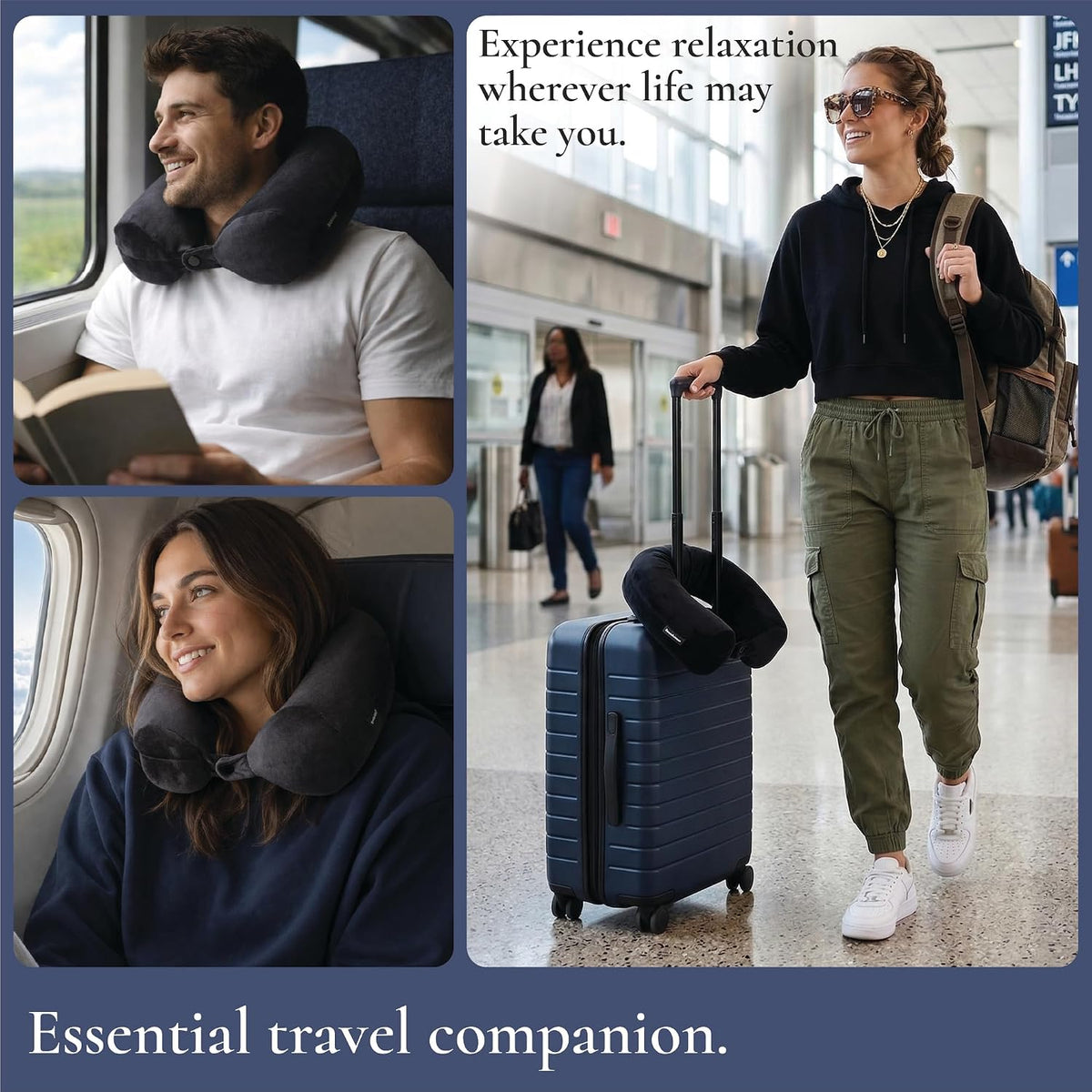 Brookstone Free Form Travel Pillow - Lightweight Flexible Memory Foam Travel Neck Pillow for Sleeping, Car, Airplane & Travel Support, Size: One Size, Black