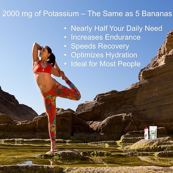 Electrolytes Powder Potassium Supplement - 2000 mg K+, >2X More Than Coconut Water | Cramp Relief and Prevention | Hydration Powder