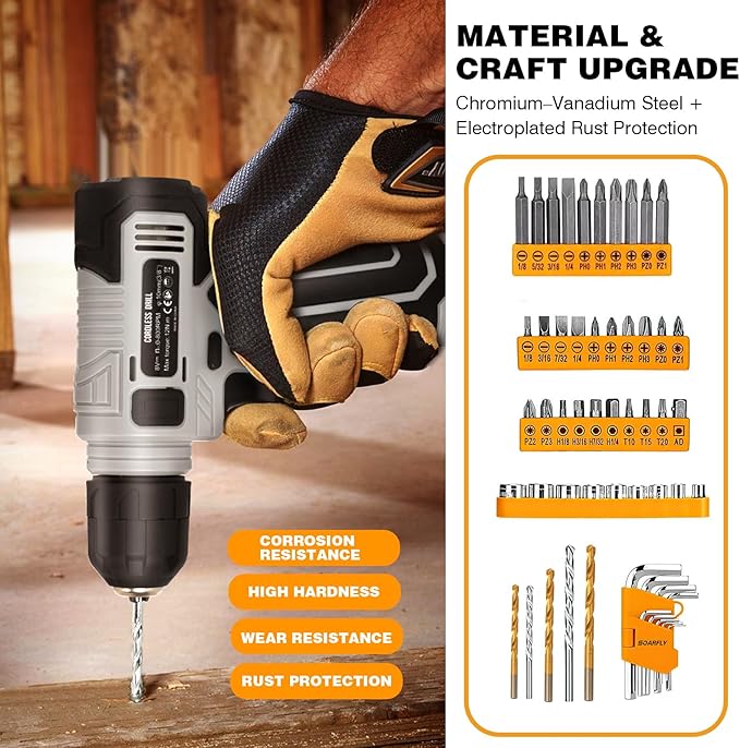 SOARFLY Upgradd 180 Piece Tool Set - Tool Box with 8V Cordless Drill, Hand Drill Set for Men & Women, Home Tool Kit with Hand Tools for House Repair, DIYers, Homeowners & Handymen