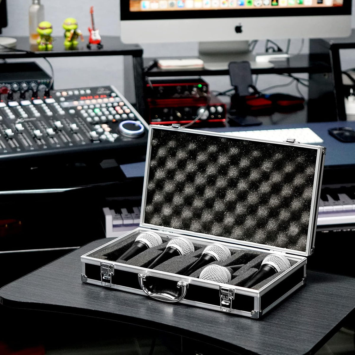 Musiin Pro Medium Size Audio Device Microphone Carrying Case, Customizable case with Pre-Diced Foam, Aluminum Alloy Sturdy Build, Ideal Compatible with Audio Device Wireless Mic System Storage cover