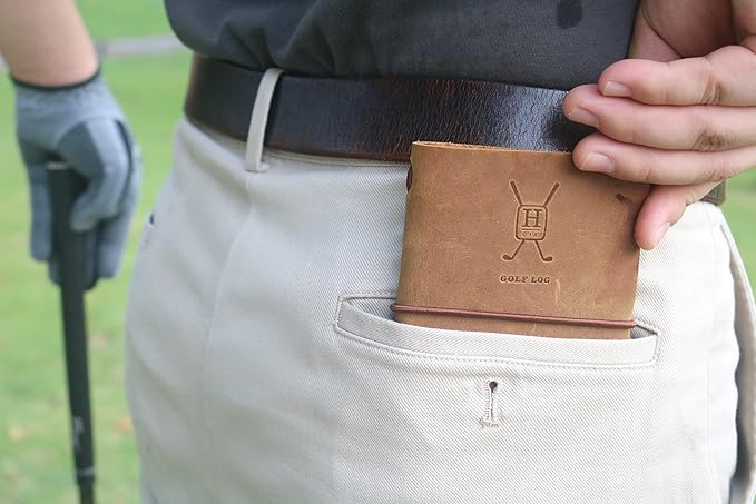 Handy Picks Leather Golf Log Book, Handmade n Refillable, Golf Log n Yardage Book Included