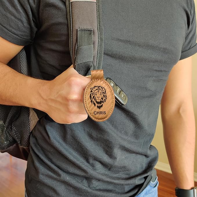 LaserGram Oval Keychain, Off Road Racer, Personalized Engraving Included (Carbon Fiber Bronze)