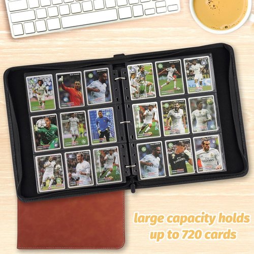 GERMUN 9 Pocket Card Binder - Premium Zip Trading Card Album for MTG, TCG & Sports Cards | 720 Double-Sided Pockets (Brown)