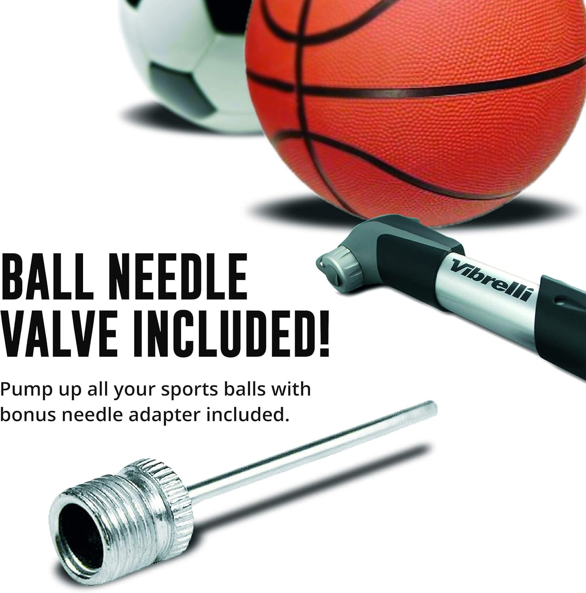Vibrelli Mini Bike Pump - 120 PSI Presta & Schrader Tire Pump for Road & MTB - No Valve Change Required