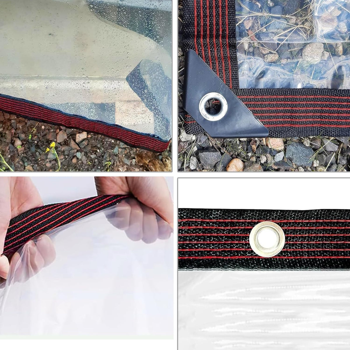 6.6X20FT Clear Waterproof Tarps (Increase Grommets, 33FT Windproof Rope Ties) Heavy Duty Poly Tarpaulin Outdoor Rainproof Covering, Clear Plastic Vinyl Tarp for Patio Covering Henhouse Porch Canopy
