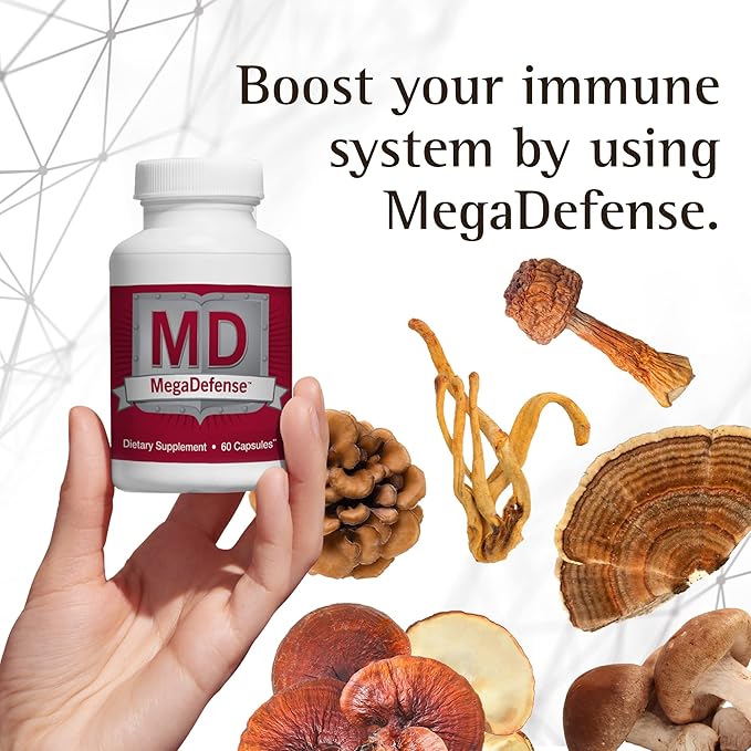 Waiora MegaDefense Mushroom Capsules (6 Bottles), Supplement for Daily Wellness, 6 Mushroom Supplement: Reishi, Turkey Tail, Cordyceps, Maitake, Agaricus & Shiitake, Non-GMO (60 Veggie Caps)