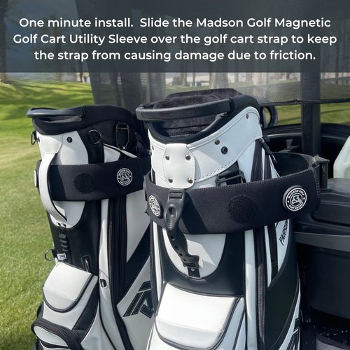 Magnetic Golf Cart Sleeve Utility Strap - Securely Attach Your Lightweight Golf Accessories to Your Cart with Powerful Magnets and Durable Design, Golfer Accessories, Golf cart Accessories (Black)