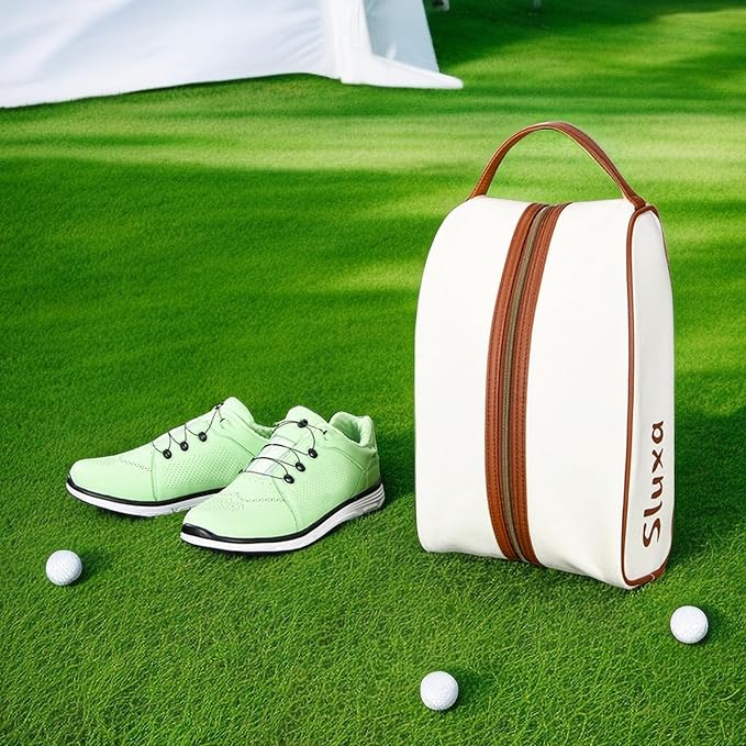 Classic golf shoe bag, Waterproof golf shoe bag for women men, Lightful Green travel shoe bag shoe storage bag. (Brown)