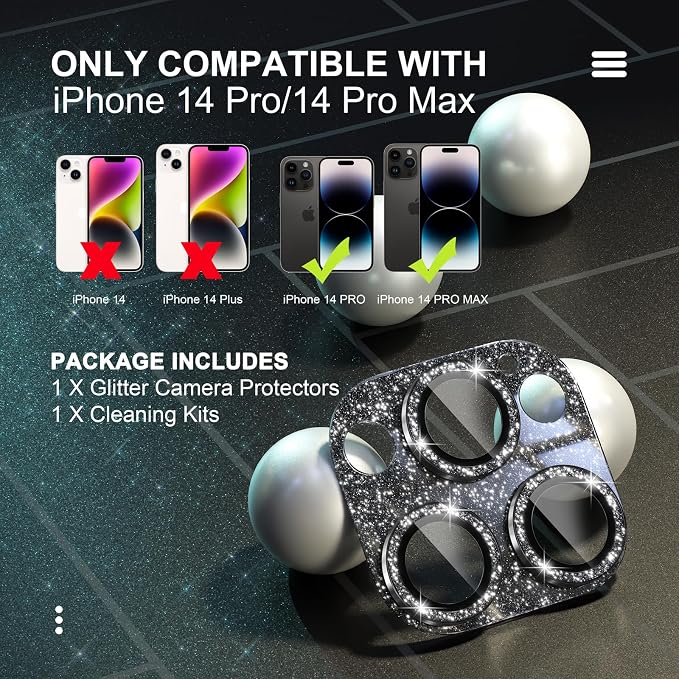 Choiche for iPhone 14 Pro/iPhone 14 Pro Max Camera Lens Protector, Bling Camera