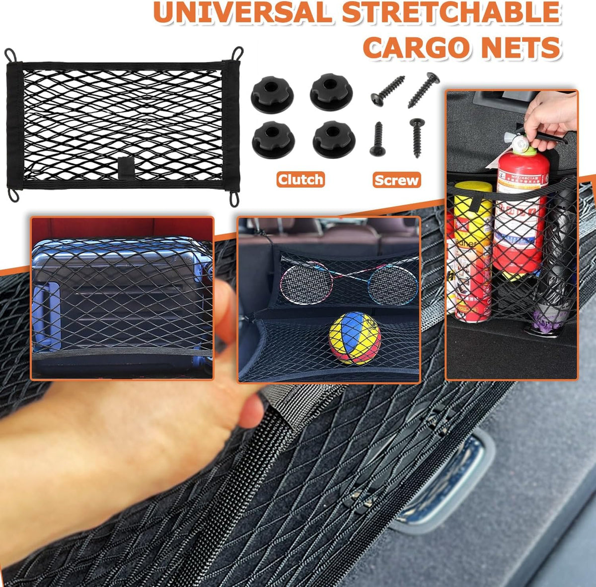 23.6 x 9.8 inch Universal Elastic Cargo Net Pocket,2 Pack