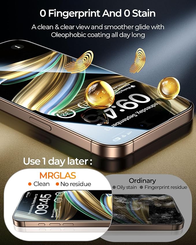 MRGLAS 4-Pack TOP 9H+ Glass for iPhone 15 Pro Screen Protector UNBREAK Tempered