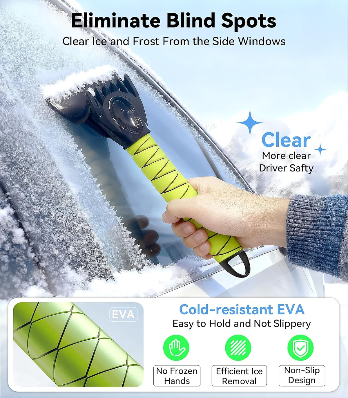 Nmoiss-3-in-1 Windshield Snow Cover for Ice & Snow Frost — 600D Heavy Cover & Ice Scraper Complete Winter Protection with 360° Windproof Design and Multi-Layer Winter Car Kit for Cars, Trucks, SUVs