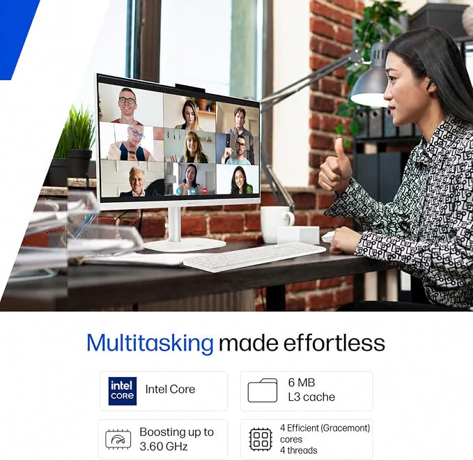HP 24“ OmniStudio All-in-One Desktop Computer, 16GB DDR5 RAM, 640GB Storage | Full HD Ultra-thin Screen, Intel Quad-Cores, 512GB Exernal and 128GB UFS Storage, WiFi6, Keyboard & Mouse, Windows 11