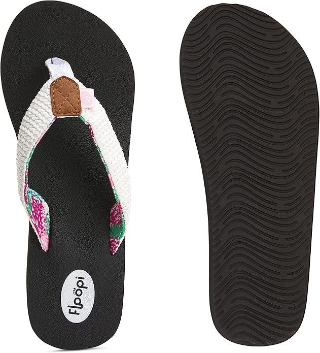 Floopi High Heel Wedge Sandals for Women-Comfort Yoga Mat Footbed for Support, Flip Flop Thong Platforms for Summer