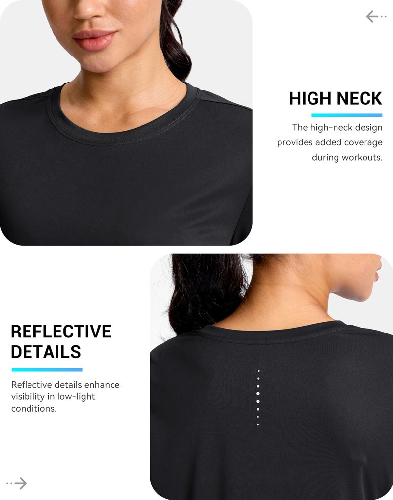 SANTINY Lightweight Long Sleeve Workout Tops for Women Breathable Yoga Gym Athletic Running Hiking Top UPF 50+ Sun Shirts (Black_L)