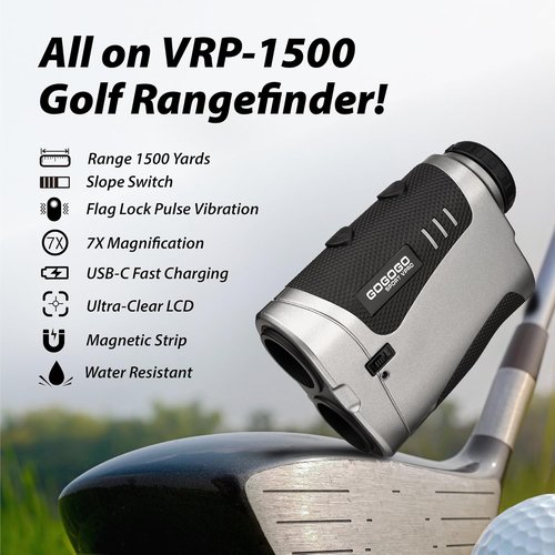 Gogogo Sport Vpro VRP Golf Rangefinder - 1500/2500 Yd Range, 7X Magnification, Rechargeable Accuracy
