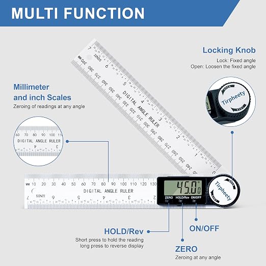 Digital Angle Finder Protractor, 3rd Generation Quick Display Angle Gauge Ruler