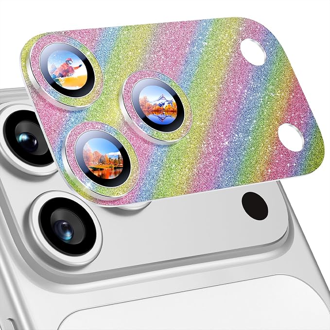 Uyiton for iPhone 17-Pro Camera-Lens Protector: Bling Metal Tempered Glass Rear