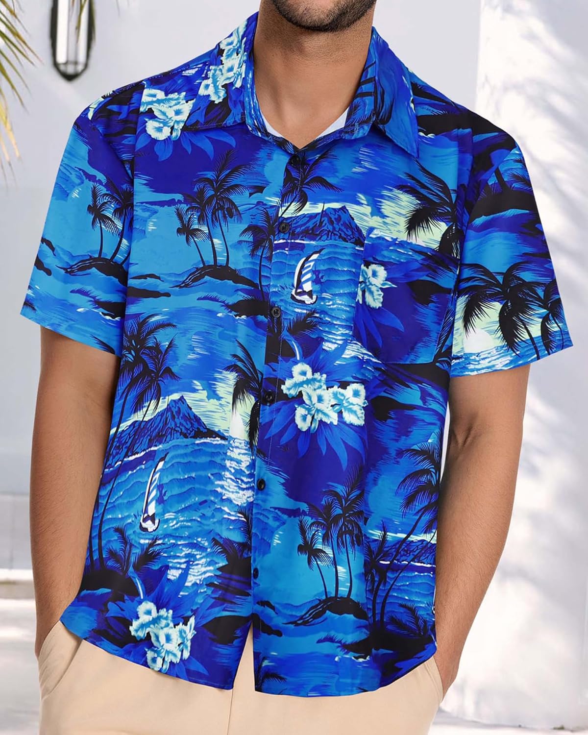 Skiennix Men's Hawaiian Shirt - Short Sleeve Casual Beach Top with Pocket | Summer 2026 Collection