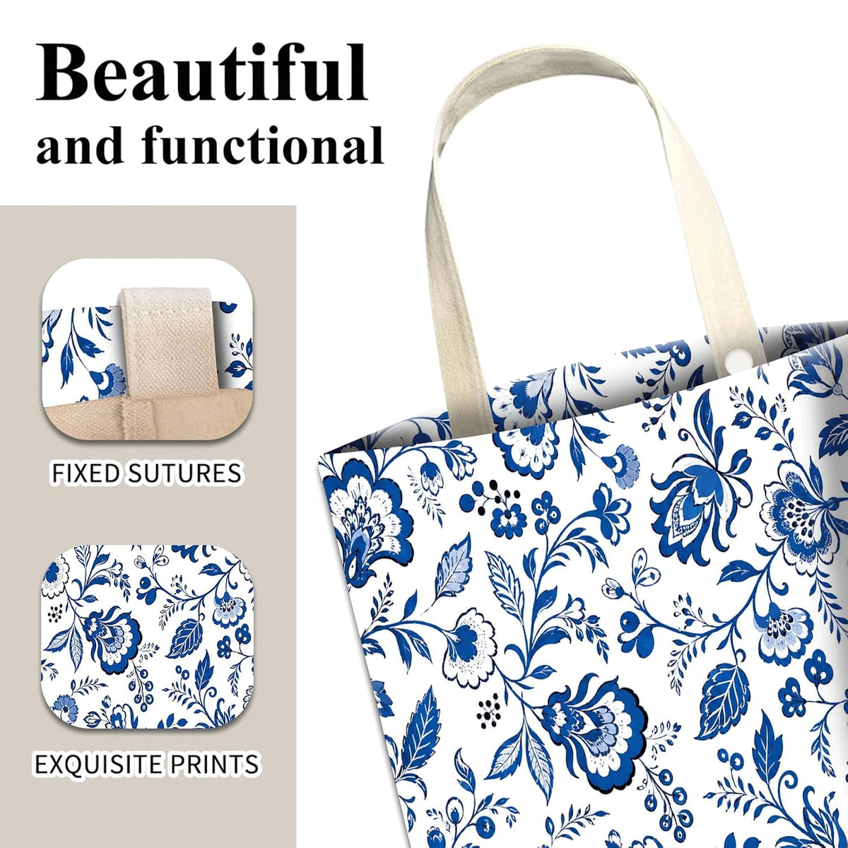Car Trash Can, Cute Car Trash Bag, Hanging Car Organizer and Storage Bag, Trash Bin for Car Accessories, Vehicle, Travelling, Camping Cute Blue Floral