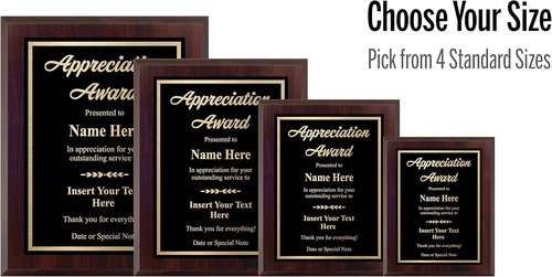 Custom Plaque Award - Personalized Engraved Recognition - Choose Your Size (6x8) | Perfect for Appreciation