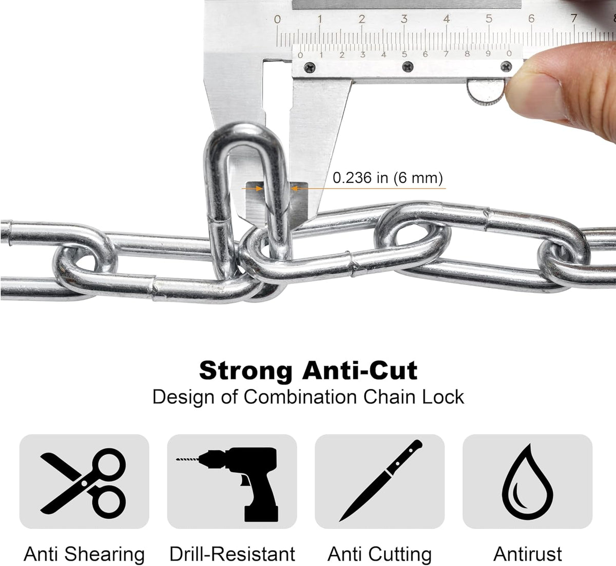 Via Velo Bike Chain Lock - Heavy Duty 5-Digit Resettable Combination Security Lock | 2.95 Ft Length for Bicycles, Scooters, and More