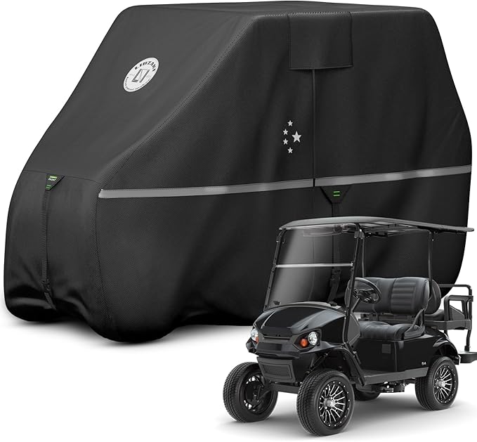 Waterproof Golf Cart Cover, Heavy Duty Marine Grade Fabric, Universal Fits for Most Brand 2/2+2/4+2 Passengers Yamaha, Honda, Club Car, EZGO Golf Cart