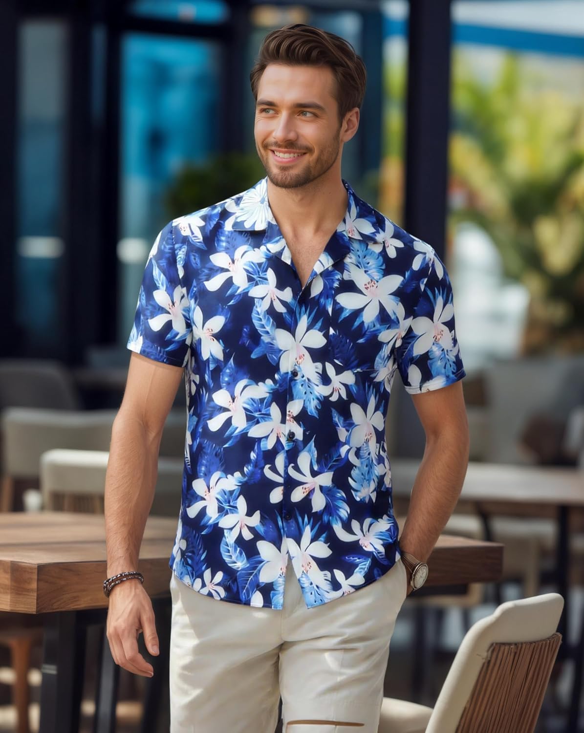 Skiennix Men's Hawaiian Shirt - Short Sleeve Casual Beach Top with Pocket | Summer 2026 Style