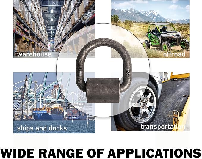 Hi Gear 5/8 inch 18000 Lbs Load Capacity Weld-on Flip D-Ring Anchor Flatbed Truck Trailer Ratchet Strap Cargo Tie Down (4)