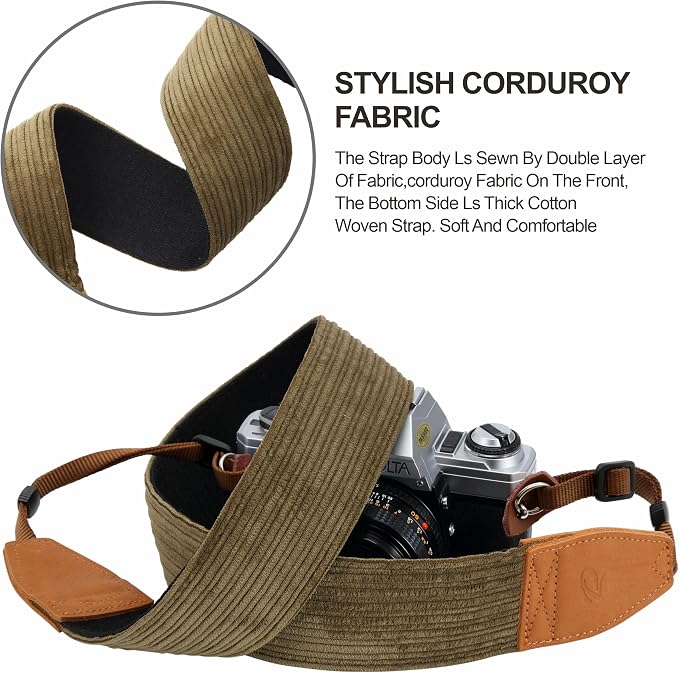 Padwa Lifestyle Olive Green Corduroy Camera Strap